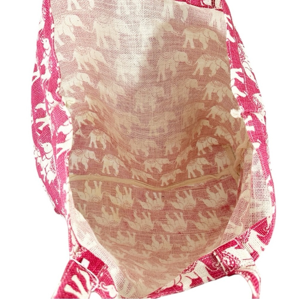 NWT- RockFlowerPaper Elephant Pink Jute Tote - Picture 5 of 6